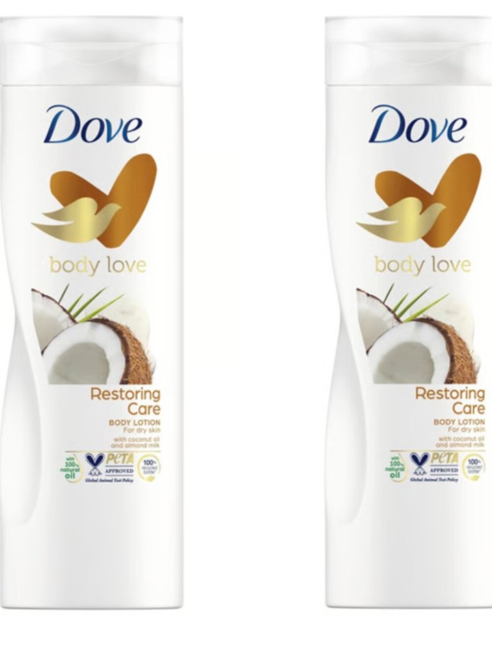 Dove Body Lotion With Coconut Oil & Almond Milk Restoring Care Pack of Two(2)